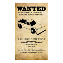 wanted : snow plow services business card templates
