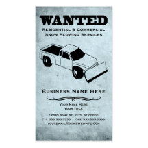 wanted : snow plow services business card templates