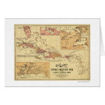 War In West Indies Map 1898 Greeting Card