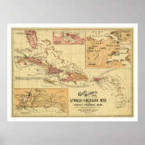 War In West Indies Map 1898 Posters