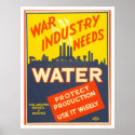 War Industry Water WWII 1943 WPA posters