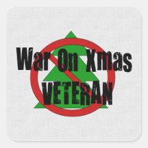 War on Xmas Veteran Square Stickers