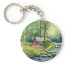 WARM CABIN by SHARON SHARPE Key Chain