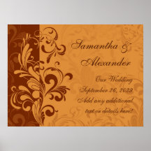 Warm Golden Autumn Swirl Posters