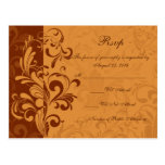 Warm Golden Autumn Swirl RSVP Reply Postcard