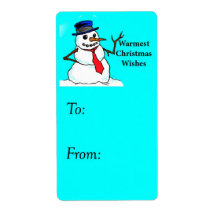 Warmest Christmas Wishes Gift Tag Shipping Label