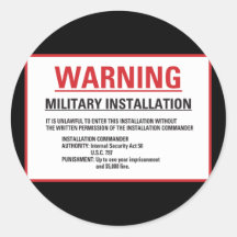 Warning Area 51 Military Installation Round Sticker
