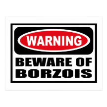 Warning BEWARE OF BORZOIS Postcard