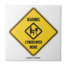 Warning Cybersurfer Inside (Sign) Tiles