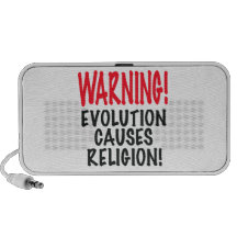 WARNING! EVOLUTION CAUSES RELIGION, red,  gifts iPod Speakers
