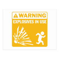 Warning! Explosives in Use Postcard postcards
