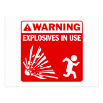 Warning! Explosives in Use Postcard postcards