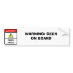 WARNING: GEEK ON BOARD BUMPER STICKERS