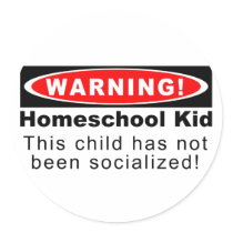 Warning!  Homeschool Kid Round Stickers