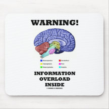Warning! Information Overload Inside (Brain Humour Mousepad