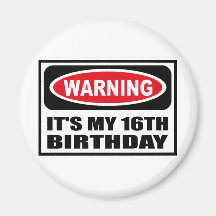Warning IT'S MY 16TH BIRTHDAY Magnet