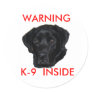 WARNING , K-9  INSIDE STICKER