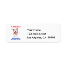 Warning Pitbull Licked to Death Custom Return Address Label