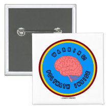 Warning! Polymath Inside (Brain Anatomy Logo) Pinback Buttons