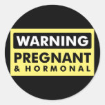 Warning: Pregnant & Hormonal Round Stickers