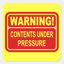 Warning Sign Contents Under Pressure Design Sticker