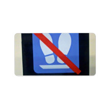 Warning sign inside train personalized address label