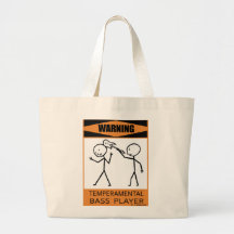 Warning Temperamental Bass Player Canvas Bag