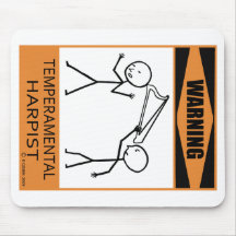 Warning Temperamental Harpist Mouse Pads