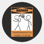 Warning Temperamental Horn Player Sticker