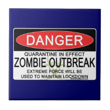 Warning - Zombie Outbreak Ceramic Tile