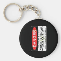 Warning - Zombie Outbreak Key Chains