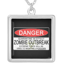 Warning - Zombie Outbreak Necklaces
