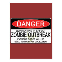 Warning - Zombie Outbreak Postcards