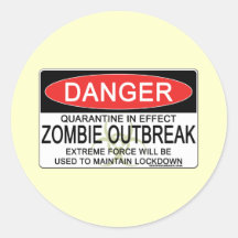 Warning - Zombie Outbreak Round Sticker