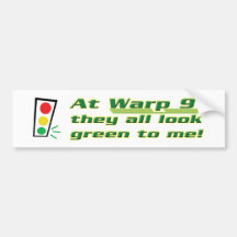 Warp 9 bumper sticker