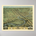 Warren, OH Panoramic Map - 1870 posters
