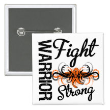 Warrior Fight Strong v2 Kidney Cancer Pinback Button