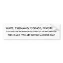 WARS, TSUNAMIS, DISEASE, DIVORCE..., If the wor... bumper stickers