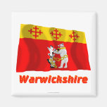 Warwickshire Waving Flag with Name Refrigerator Magnet