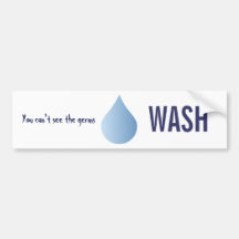 WASH hands blue rain drop clean water sticker Bumper Stickers