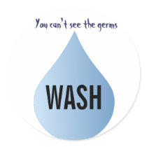 WASH Your Hands blue rain drop clean water sticker