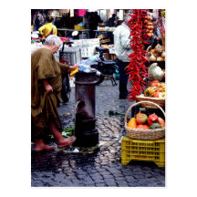 washing feet in market post cards