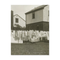 Washing line outside houses postcards