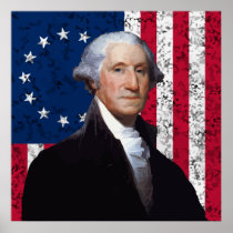 Washington and The American Flag Print