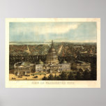 Washington DC 1871 Antique Panoramic Map Print