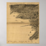 Washington DC 1883 Antique Panoramic Map Poster