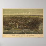 Washington DC 1892 Antique Panoramic Map Poster