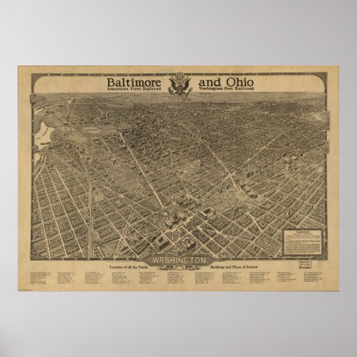 Washington DC 1923 Antique Panoramic Map Print