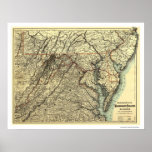 Washington et carte atlantique 1883 de chemin de f posters