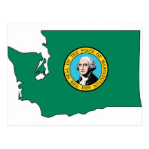 Washington Flag Map Postcard